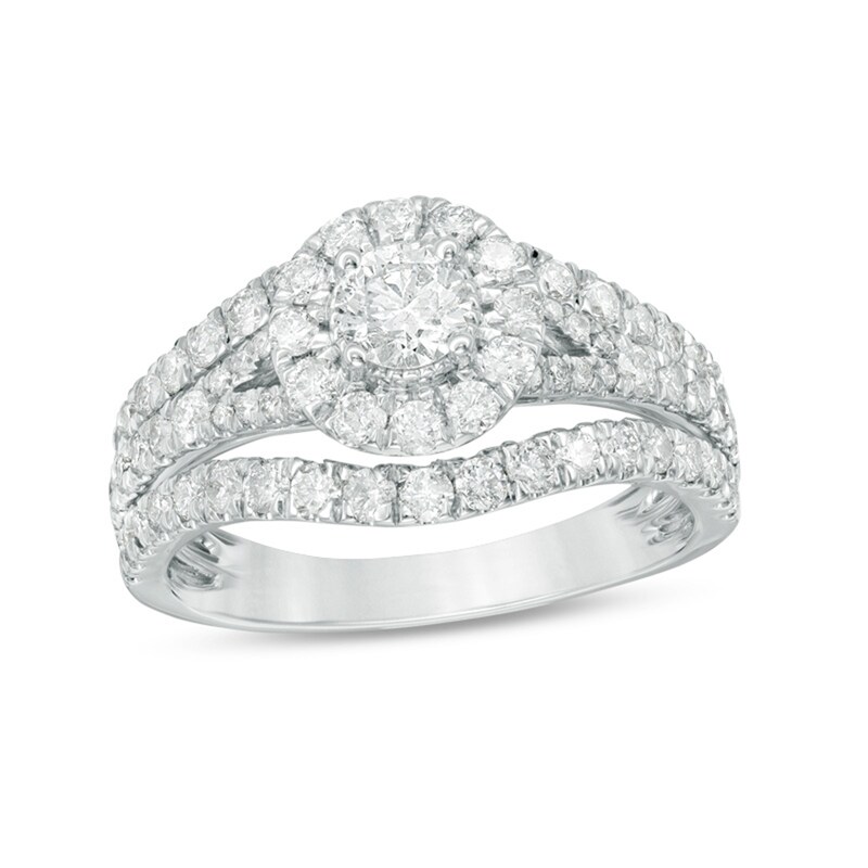 Main Image 1 of Previously Owned - 1-1/2 CT. T.W. Diamond Frame Vintage-Style Engagement Ring in 10K White Gold