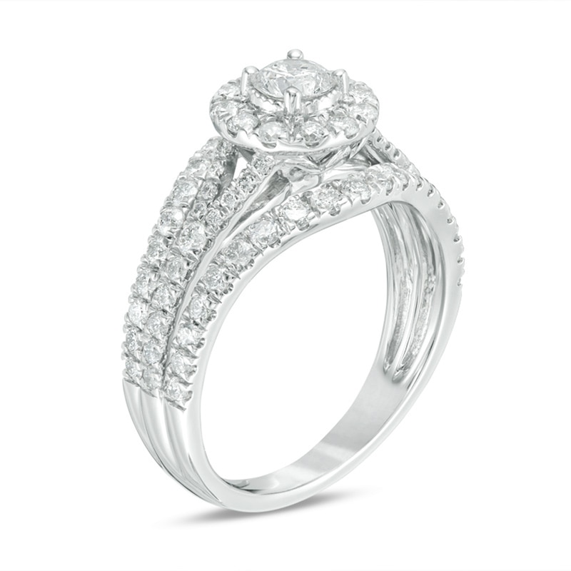 Main Image 2 of Previously Owned - 1-1/2 CT. T.W. Diamond Frame Vintage-Style Engagement Ring in 10K White Gold