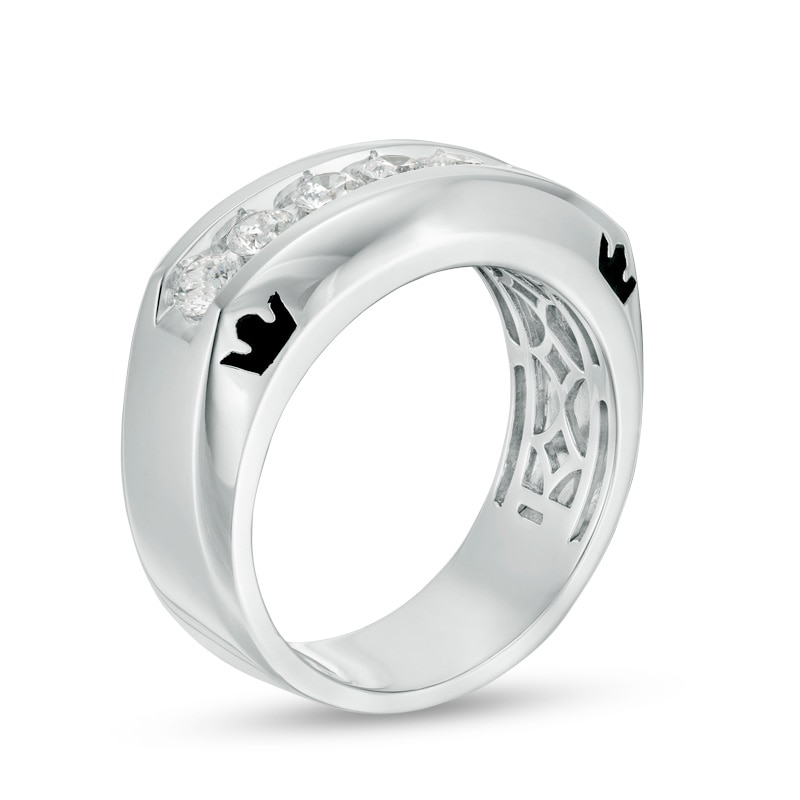 Previously Owned - Enchanted Disney Men's 1 CT. T.W. Diamond Crown Wedding Band in 14K White Gold