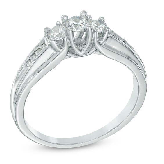 Previously Owned - 1/2 CT. T.w. Diamond Three Stone Ring in 10K White Gold