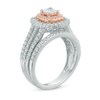 Thumbnail Image 2 of Previously Owned - 1-1/4  CT. T.W. Princess-Cut Diamond Layered Frame Split Shank Bridal Set in 14K Two-Tone Gold