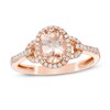 Thumbnail Image 1 of Previously Owned - Oval Morganite and 1/5 CT. T.W. Diamond Frame Buckle Ring in 14K Rose Gold