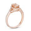 Thumbnail Image 2 of Previously Owned - Oval Morganite and 1/5 CT. T.W. Diamond Frame Buckle Ring in 14K Rose Gold