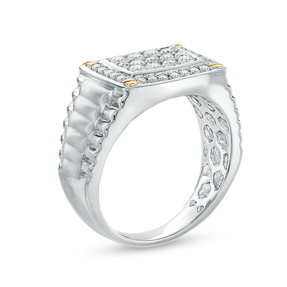 Previously Owned - 1 CT. T.w. Diamond Rectangular Signet Ring in 10K Two-Tone Gold