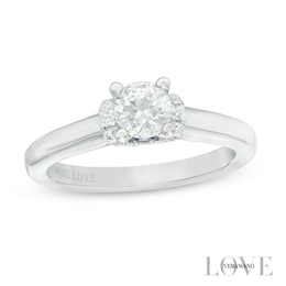 Previously Owned - Vera Wang Love Collection 5/8 CT. T.W. Diamond Solitaire Collar Engagement Ring in 14K White Gold