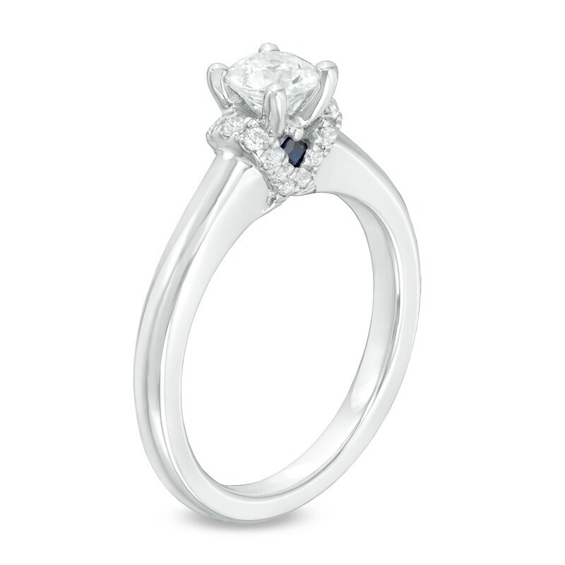 Main Image 2 of Previously Owned - Vera Wang Love Collection 5/8 CT. T.W. Diamond Solitaire Collar Engagement Ring in 14K White Gold