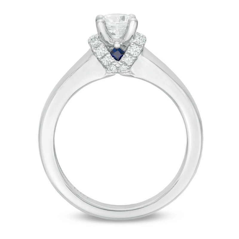 Main Image 3 of Previously Owned - Vera Wang Love Collection 5/8 CT. T.W. Diamond Solitaire Collar Engagement Ring in 14K White Gold