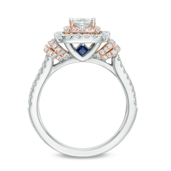 Previously Owned - Vera Wang Love Collection 1-1/5 CT. T.w. Diamond Double Frame Engagement Ring in 14K Two-Tone Gold