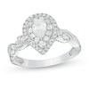 Thumbnail Image 1 of Previously Owned - 1 CT. T.W. Pear-Shaped Diamond Double Frame Twist Engagement Ring in 14K White Gold