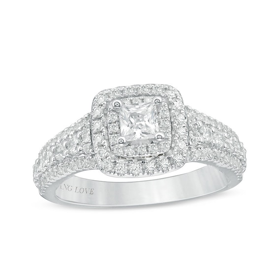 Previously Owned - Vera Wang Love Collection 1 CT. T.w. Princess-Cut Diamond Engagement Ring in 14K White Gold