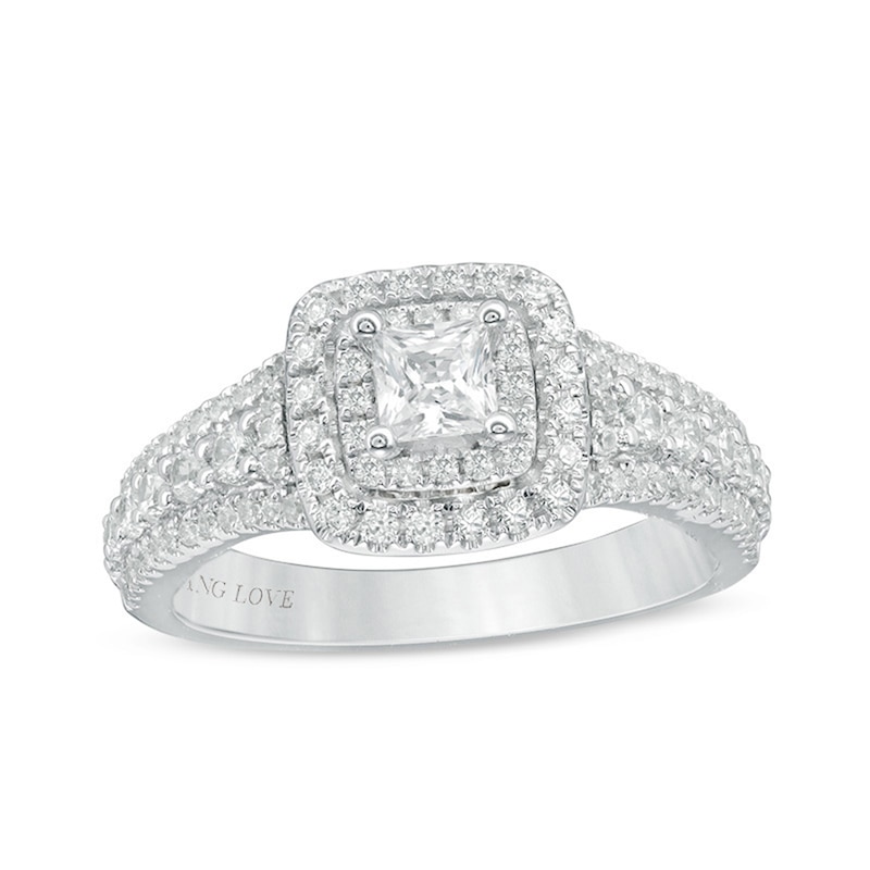 Main Image 1 of Previously Owned - Vera Wang Love Collection 1 CT. T.W. Princess-Cut Diamond Engagement Ring in 14K White Gold