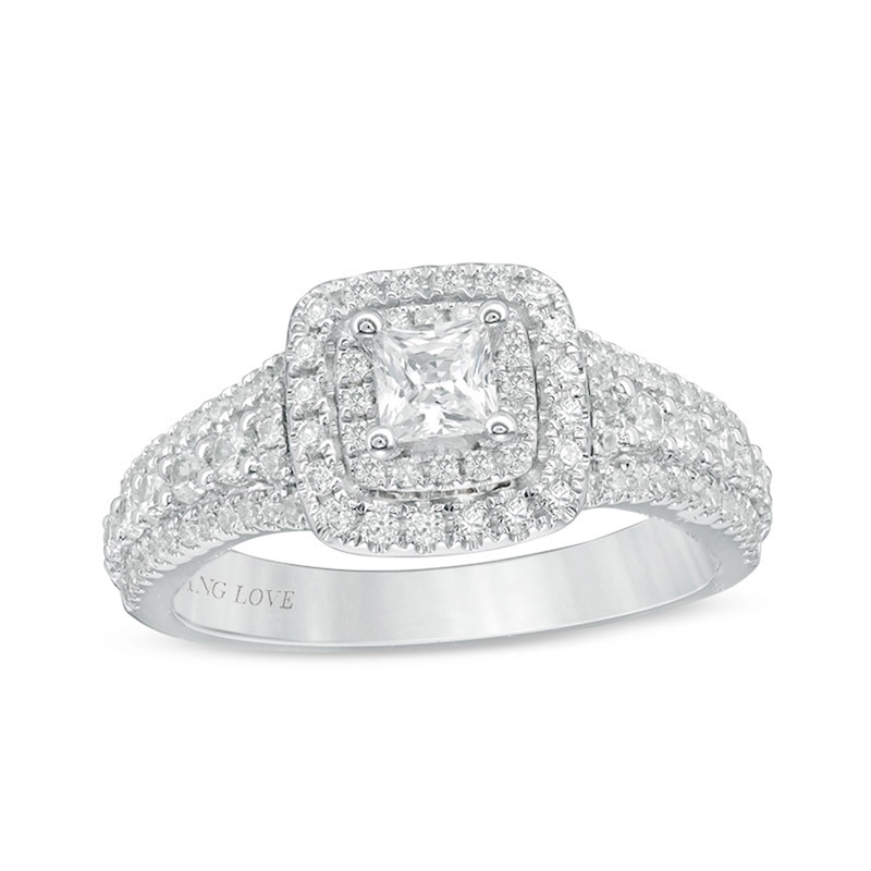 Previously Owned - Vera Wang Love Collection 1 CT. T.W. Princess-Cut Diamond Engagement Ring in 14K White Gold