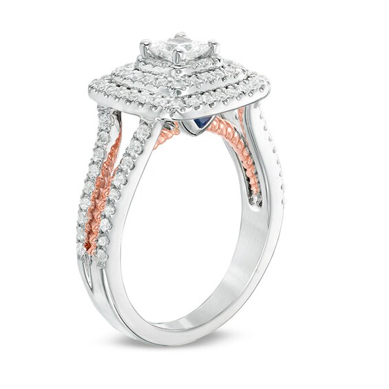 Previously Owned - Vera Wang Love Collection 1 CT. T.w. Princess-Cut Diamond Engagement Ring in 14K Two-Tone Gold