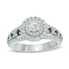 Thumbnail Image 0 of Previously Owned - Vera Wang Love Collection 7/8 CT. T.W. Diamond and Sapphire Frame Engagement Ring in 14K White Gold