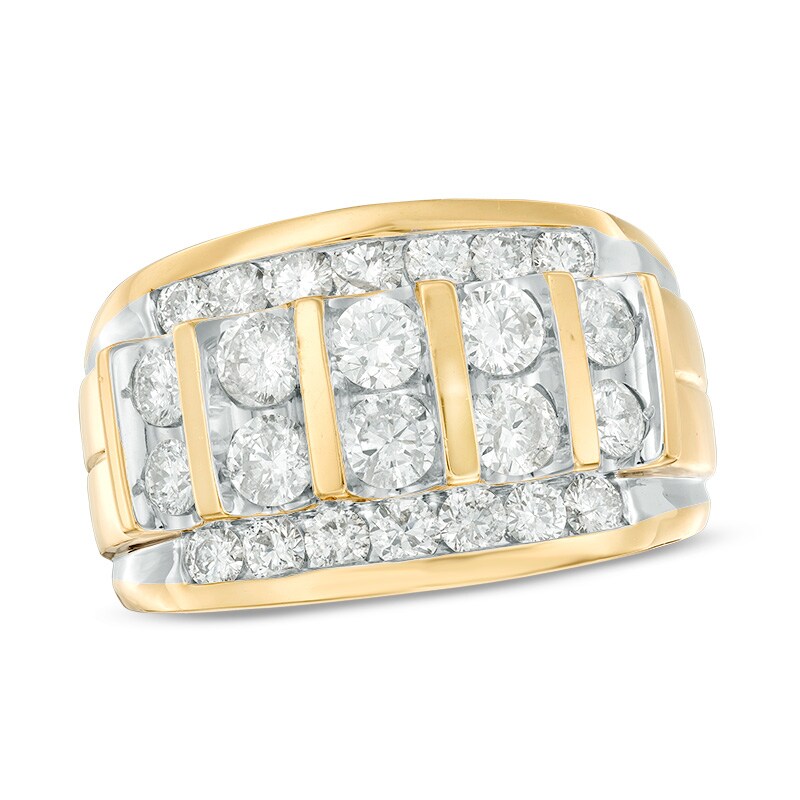 Main Image 1 of Previously Owned - 2-1/2 CT. T.W. Diamond Vertical Multi-Row Ring in 14K Gold