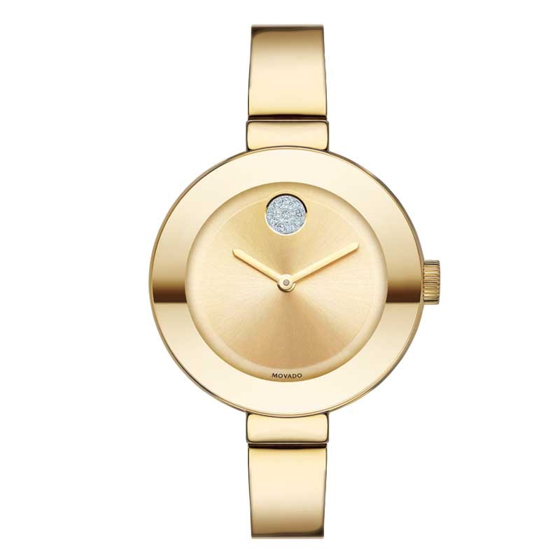 Previously Owned - Ladies' Movado Bold® Crystal Accent Gold-Tone Bangle Watch (Model: 3600201)