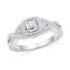 Thumbnail Image 1 of Previously Owned - 1/4 CT. T.W. Diamond Cushion Frame Twist Shank Promise Ring in Sterling Silver