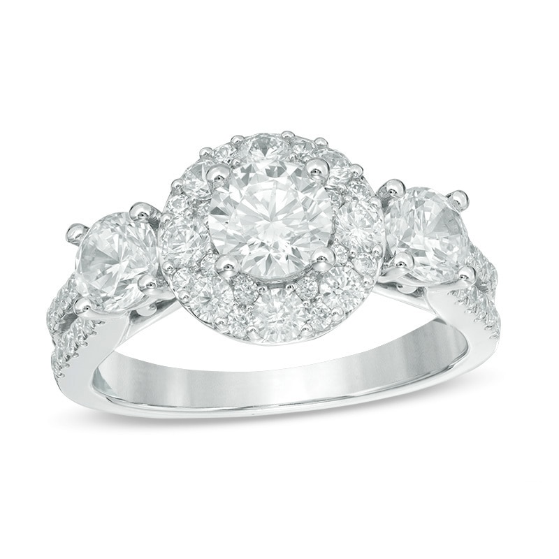 Main Image 1 of Previously Owned - Love's Destiny by Peoples 2 CT. T.W. Diamond Three Stone Engagement Ring in 14K White Gold (I/SI2)