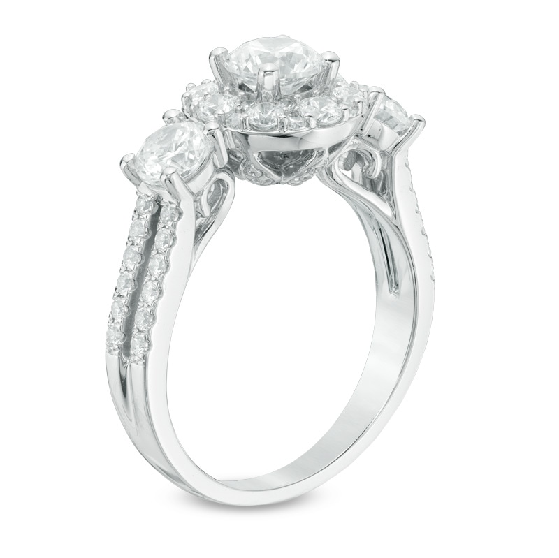 Main Image 2 of Previously Owned - Love's Destiny by Peoples 2 CT. T.W. Diamond Three Stone Engagement Ring in 14K White Gold (I/SI2)