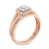 Previously Owned - 1/2 CT. T.W. Composite Diamond Cushion Frame Bridal Set in 14K Rose Gold