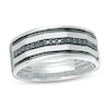 Thumbnail Image 1 of Previously Owned - 1/5 CT. T.W. Black Diamond center Row Wedding Band in 10K White Gold
