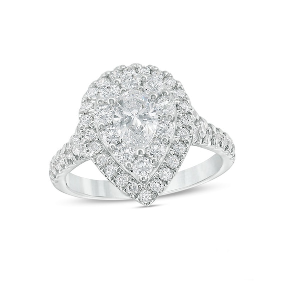 Previously Owned - Love's Destiny by Zales 1-3/4 CT. T.W. Pear-S Previously Owned - Love's Destiny by Zales 1-3/4 CT. T.W. Pear-Shaped Diamond Frame Engagement Ring in 14K White Gold