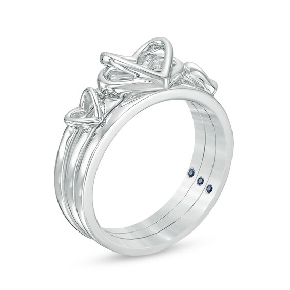 Previously Owned - The Kindred Heart from Vera Wang Love Collection Blue Sapphire Ring Set in Sterling Silver