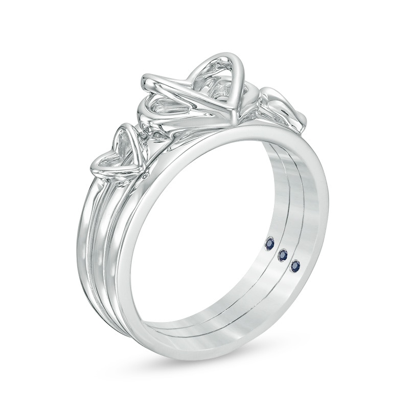 Main Image 2 of Previously Owned - The Kindred Heart from Vera Wang Love Collection Blue Sapphire Ring Set in Sterling Silver