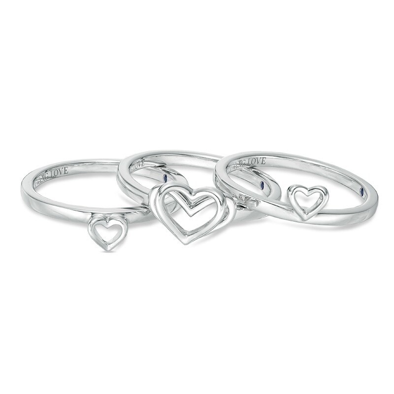 Main Image 3 of Previously Owned - The Kindred Heart from Vera Wang Love Collection Blue Sapphire Ring Set in Sterling Silver