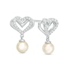 Thumbnail Image 1 of Previously Owned-The Kindred Heart from Vera Wang Love Collection Freshwater Cultured Pearl and Diamond Earrings