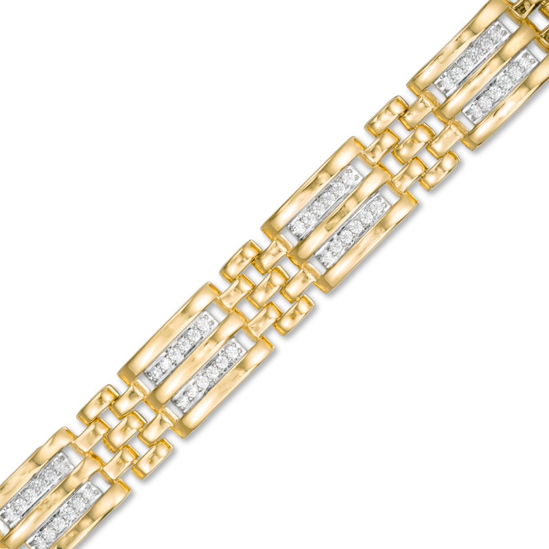 Main Image 1 of Previously Owned - 1/2 CT. T.W. Diamond Double Row Link Bracelet in 10K Gold - 8.5"