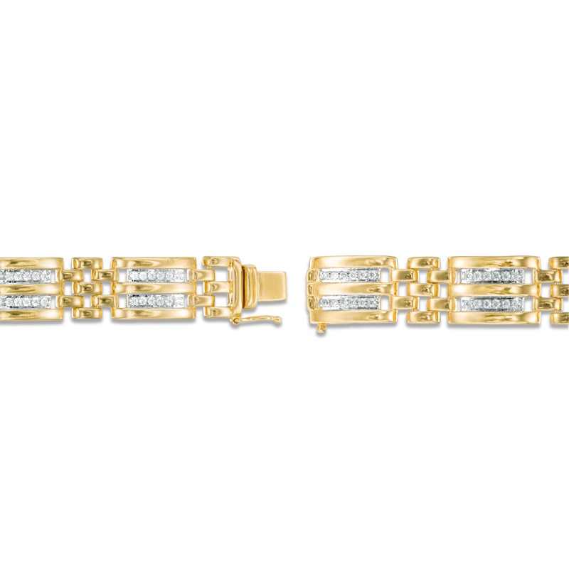 Main Image 2 of Previously Owned - 1/2 CT. T.W. Diamond Double Row Link Bracelet in 10K Gold - 8.5"