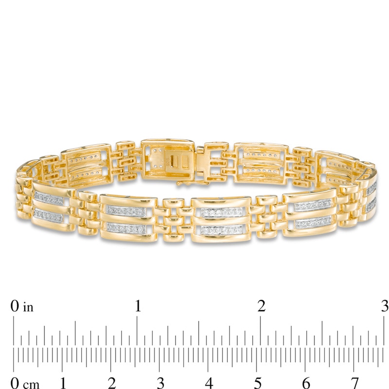 Main Image 3 of Previously Owned - 1/2 CT. T.W. Diamond Double Row Link Bracelet in 10K Gold - 8.5"