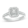 Thumbnail Image 1 of Previously Owned - 1/2 CT. T.W. Emerald-Cut Diamond Double Frame Engagement Ring in 14K White Gold