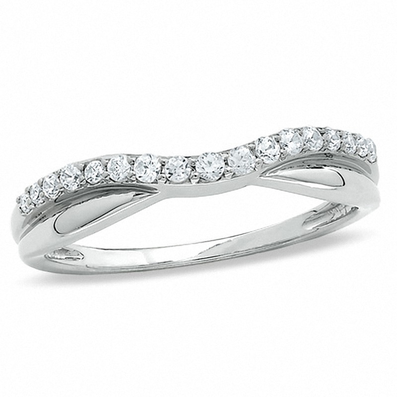 Main Image 1 of Previously Owned - 1/3 CT. T.W. Diamond Twist Contour Band in 14K White Gold