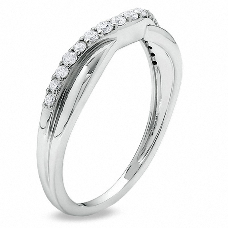 Main Image 2 of Previously Owned - 1/3 CT. T.W. Diamond Twist Contour Band in 14K White Gold