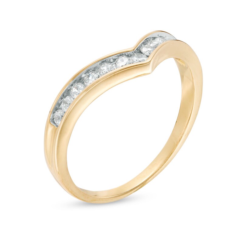 Previously Owned - 1/4 CT. T.W. Diamond Chevron Channel Band in 10K Gold