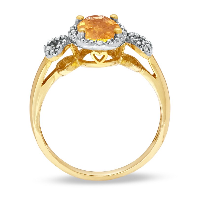 Main Image 2 of Previously Owned - Oval Citrine and Diamond Accent Ring in 10K Gold