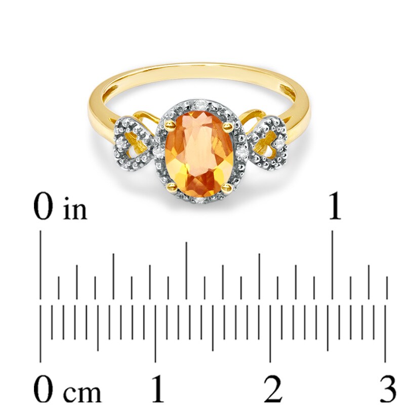 Main Image 3 of Previously Owned - Oval Citrine and Diamond Accent Ring in 10K Gold