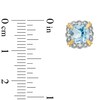 Thumbnail Image 2 of Previously Owned - 6.0mm Cushion-Cut Simulated Aquamarine and Diamond Accent Frame Stud Earrings in 10K Gold