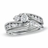 Thumbnail Image 1 of Previously Owned - 1 CT. T.W. Diamond Three Stone Slant Bridal Set in 14K White Gold