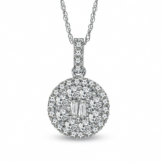 Previously Owned - 1/2 CT. T.w. Multi-Diamond Double Frame Pendant in 10K White Gold