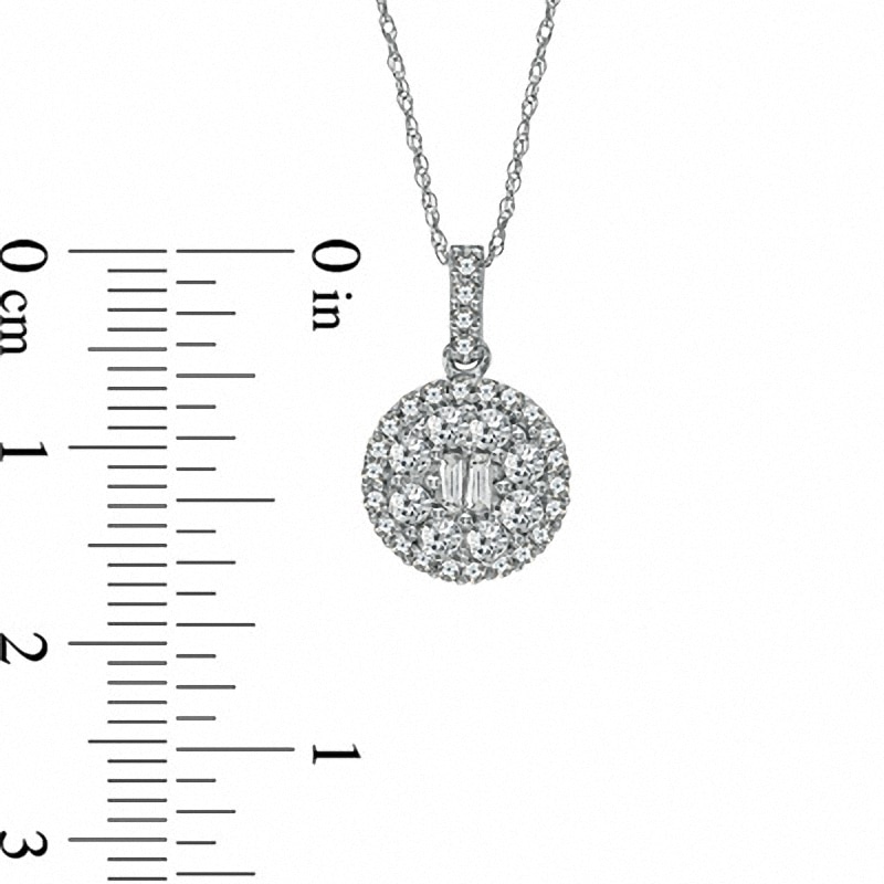 Main Image 2 of Previously Owned - 1/2 CT. T.W. Multi-Diamond Double Frame Pendant in 10K White Gold