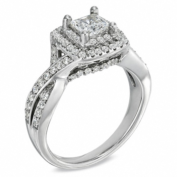 Previously Owned - Celebration Ideal 1 CT. T.w. Princess-Cut Diamond Engagement Ring in 14K White Gold (I/I1)