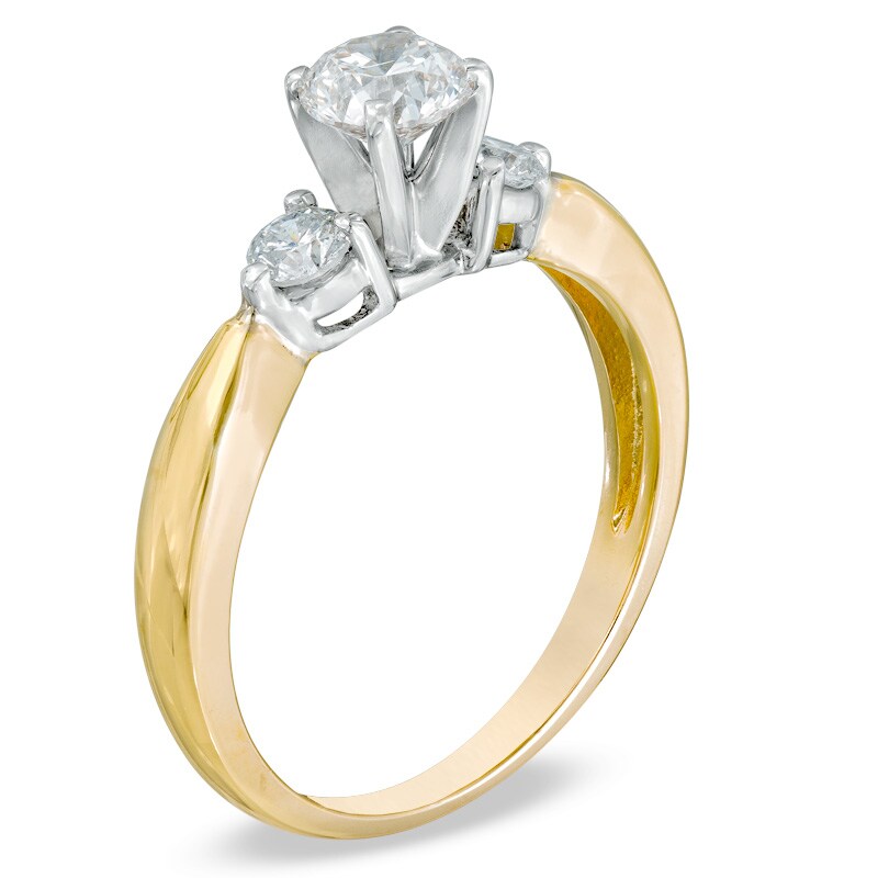 Main Image 2 of Previously Owned - 3/4 CT. T.W. Diamond Three Stone Engagement Ring in 14K Gold