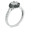 Thumbnail Image 2 of Previously Owned - 1/2 CT. T.W. Enhanced Black and White Diamond Flower Frame Ring in 10K White Gold