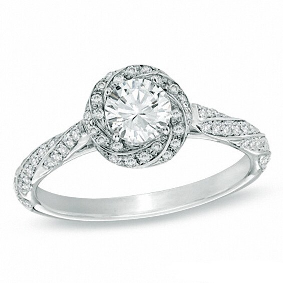 Previously Owned - Celebration Lux® 7/8 CT. T.w. Diamond Cascading Frame Engagement Ring in 14K White Gold (I/Si2)