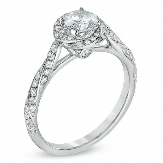 Previously Owned - Celebration LuxÂ® 7/8 CT. T.w. Diamond Cascading Frame Engagement Ring in 14K White Gold (I/Si2)