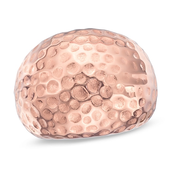 Previously Owned - Hammered Dome Ring in Stainless Steel with Rose IP