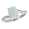 Thumbnail Image 1 of Previously Owned - Oval Lab-Created Opal and Diamond Accent Ring in Sterling Silver